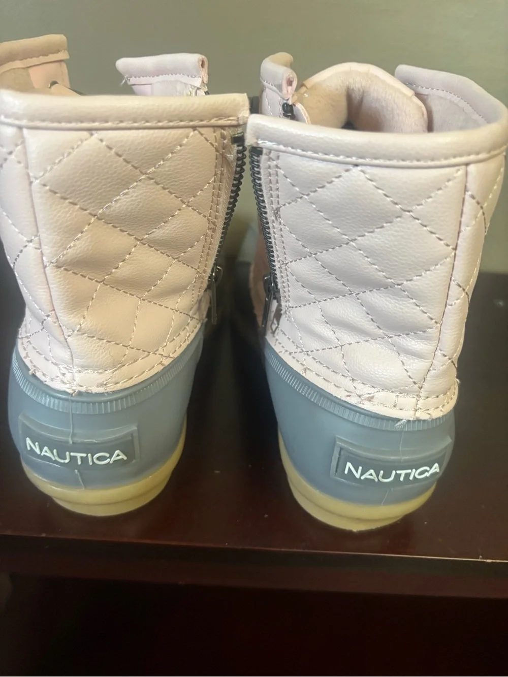 Nautica Pink and Gray Waterproof Duck Boots